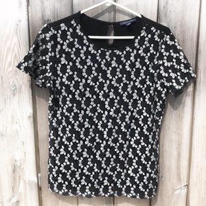 Tommy Hilfiger Black White Short Sleeve Top XS NWO